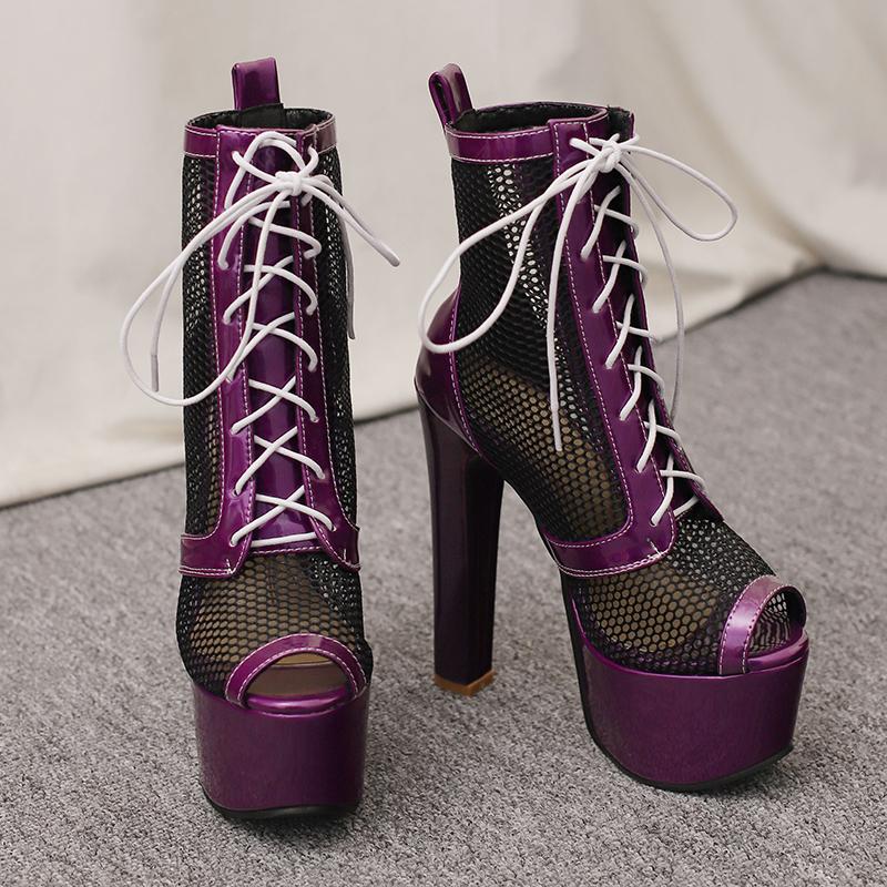 Women's high-heeled sandals sexy European and American style waterproof table thick heel large size hollow fish mouth shoes