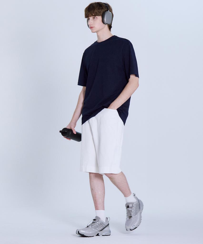 BASIC HOUSE Uni Relaxed Fit Round Neck Short Sleeve T-Shirt Navy Lats0105