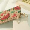 Retro Printed Coin Purse Women Men Cork Mini Wallet Small Bag Key Chain Ring Change Purses Zipper Money Bags Square Clutch Bag