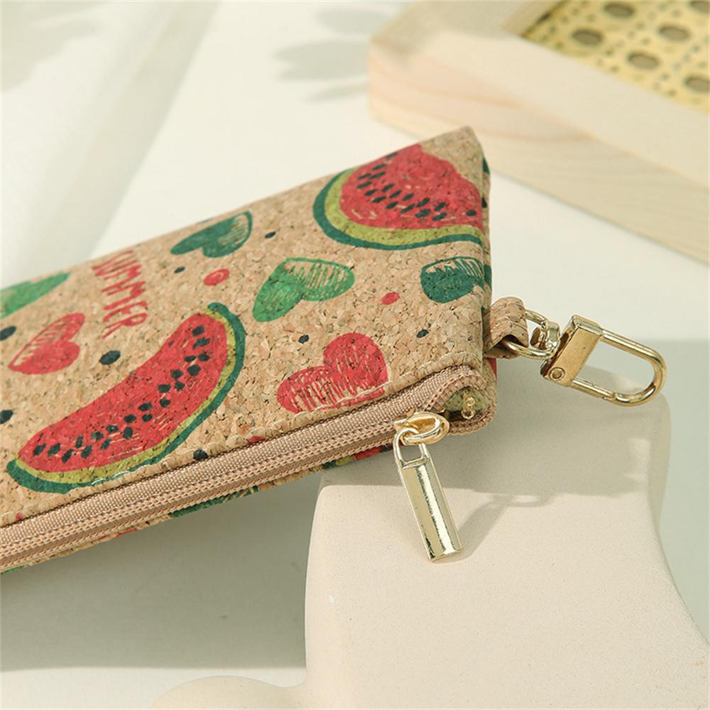 Retro Printed Coin Purse Women Men Cork Mini Wallet Small Bag Key Chain Ring Change Purses Zipper Money Bags Square Clutch Bag