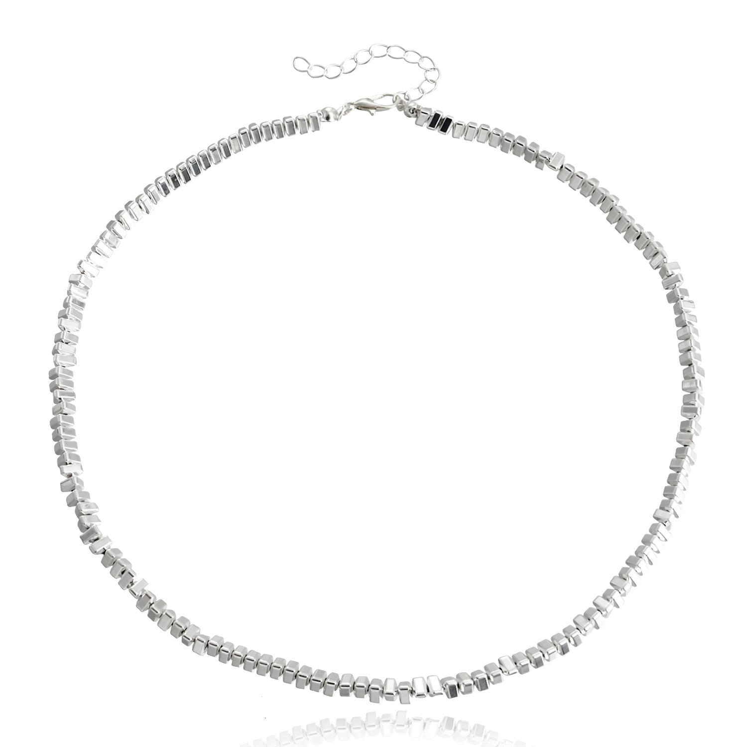 European and American jewelry, new trendy cool collarbone chain broken silver necklace women, niche design sweater necklace серебряный