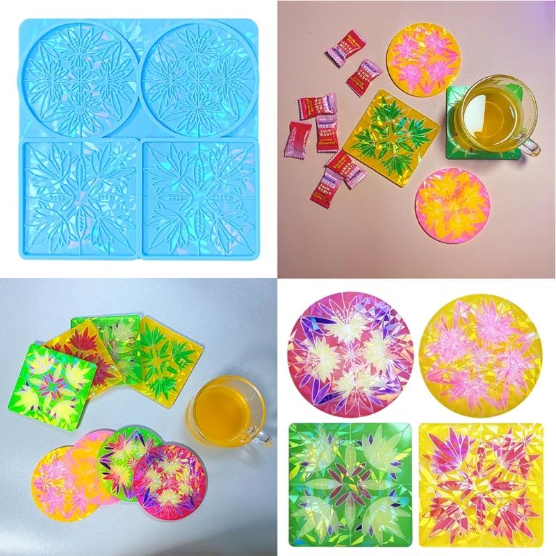Cup Mat Resin Mold Holographic Coaster Silicone Mold Multi-functional Drink Coasters Epoxy Casting Mold DIY Art Tool