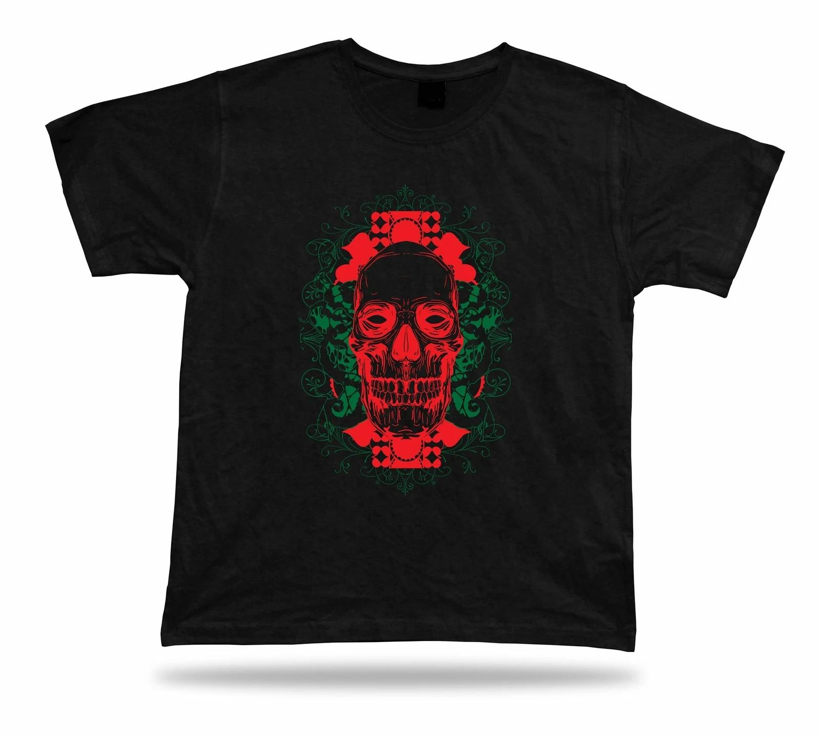 Tshirt Tee Shirt Birthday Gift Idea Skull Dead Creepy Horror Evil Stare Floral 2XL