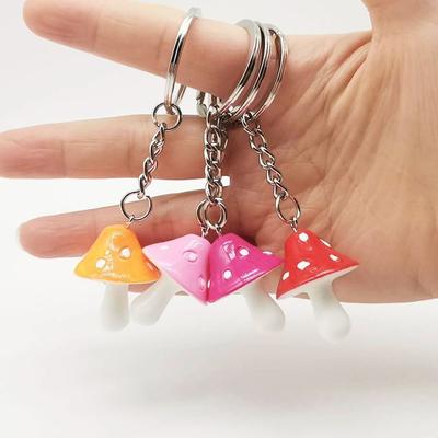 Simulated Mushroom Keychains Cartoon Plant Key Ring Handbag Decor Mushroom Pendant  Girl Children