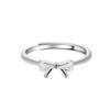 S925 Sterling Silver Mother-of-Pearl Bow Ring, Adjustable Pinky or Index Finger Design, Trendy and Fresh Style.
