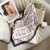 Korean Version of Literary and Artistic Floral Small Fresh Silk Scarf Square Scarf Women's Neck Spring and Summer New Neck Protection Versatile 