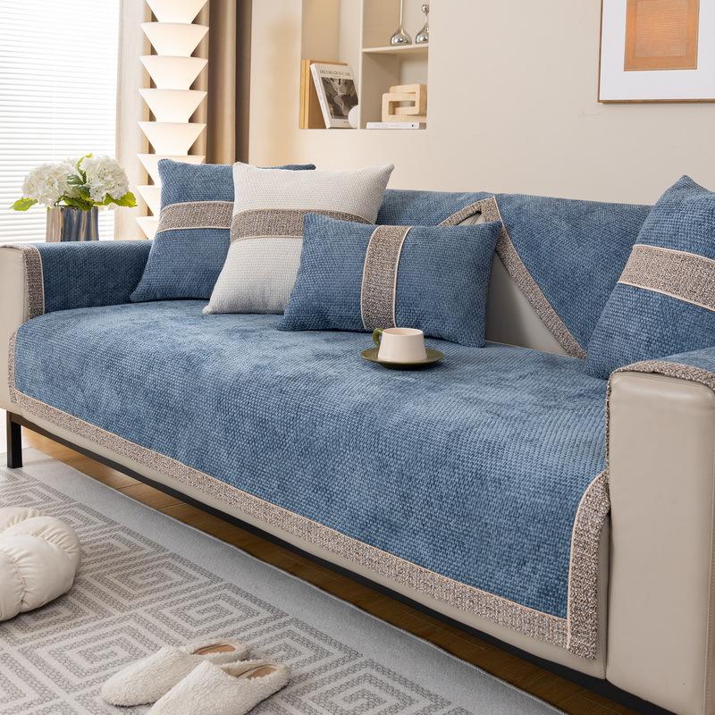 

Подушка для дивана из шенилла класса люкс, универсальный фиксированный нескользящий чехол на все сезоны, моющееся цельное покрывало для дивана 70*180cm