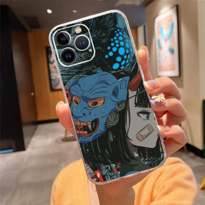 Phone Case For iphone 17ProMax 17 Pro 16 15 14 13 Pro Max 17 Air 15 16 Pro 15Plus Anime Girl With  Oni Mask
