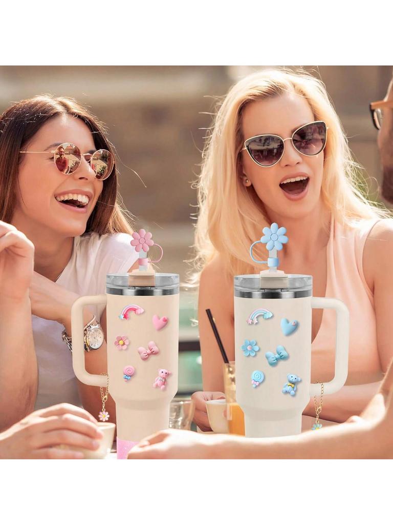 Cup Accessories, Cute 3D Stickers, Straw Lid, Cute Handle Pendant, Silicone Boots Compatible with Stanley Cup Drum