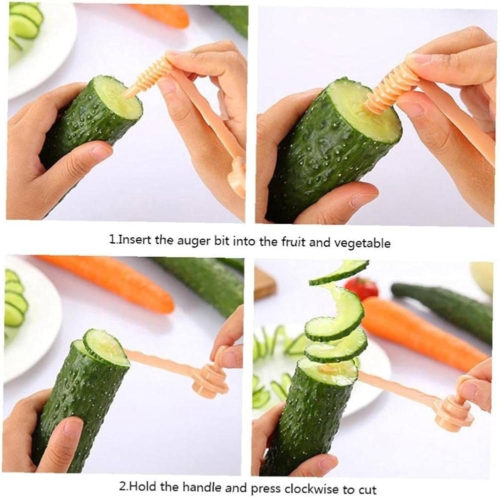 Vegetable and Fruit Manual Spiral Slicer, Cucumber and Potato Slicer, Kitchen Fry Making Special Equipment