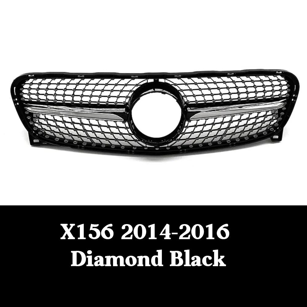 For Mercedes Benz GLA-Class X156 GLA200 GLA250 GLA45 2014-2016 Upper Grille,Chrome Black Diamonds Style Front Bumper Grille Diamond Black