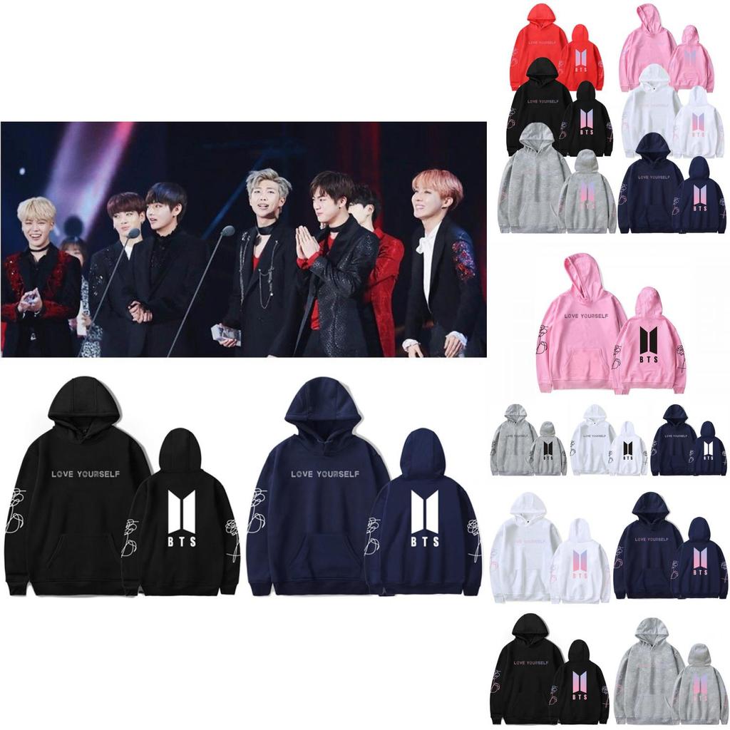 Bluza z nadrukiem BTS z podszewką polarową dla młodzieży, do noszenia na co dzień