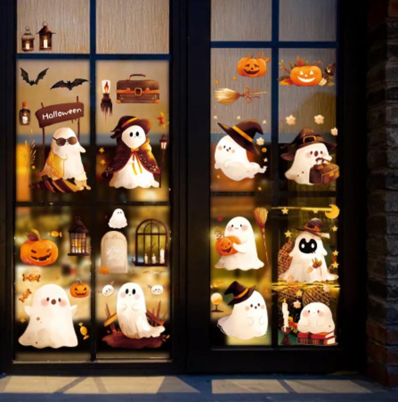 Halloween Cartoon Cute Ghost Pumpkin Home Atmosphere Decoration Glass Window Static Window Stickers