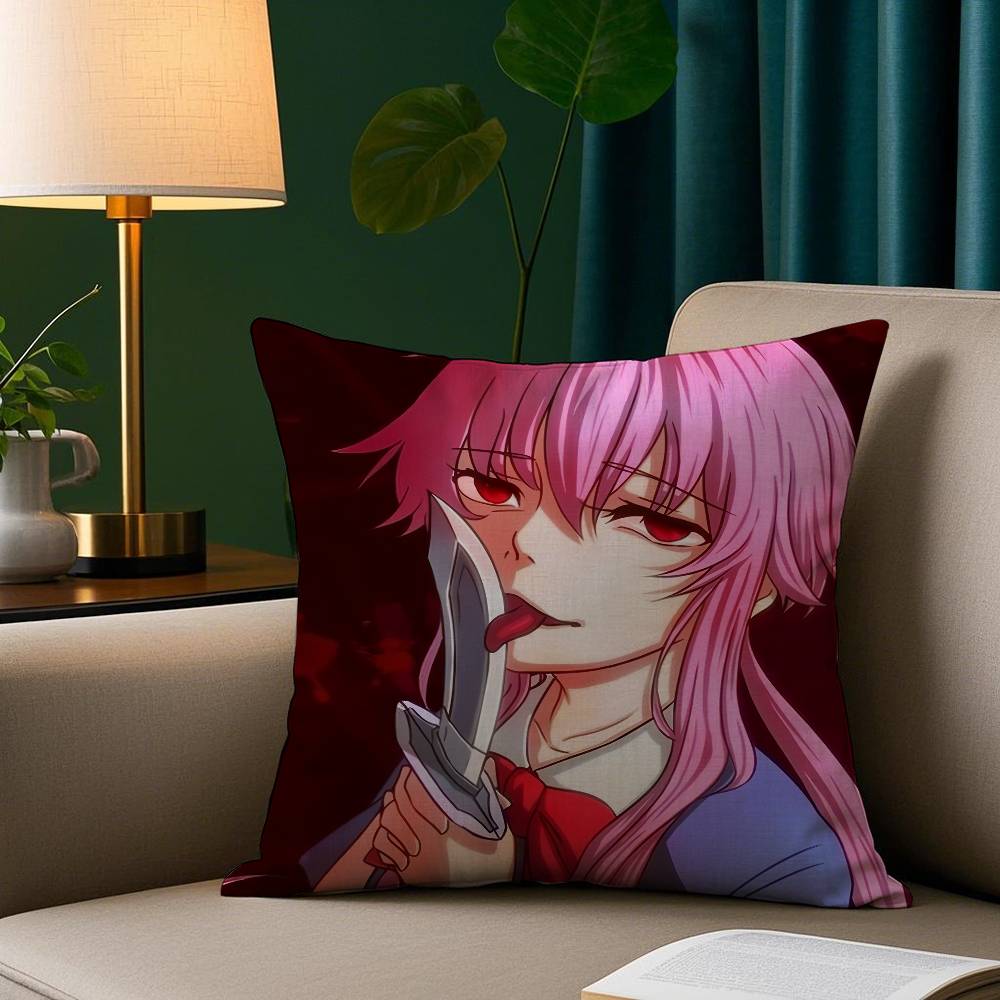 

Anime Girl G-Gasai Yuno Pillow Case Plush Fabric Soft Pillowcase Double Sided Print Sofa Cushion Cover Throw 20x20Inch