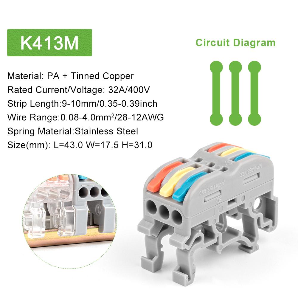 Din Rail Wire Connector  Fast Universal Compact Electric Cable LED Light Lamp Conector Wiring Conductor Terminal Block 2/3pin