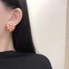 Basic Minimalist Modish Stylish Red Black White Heart Gold Tone Color Flower Metallic Stud Earrings New Arrival Korean Earings JewelrySimple Stud