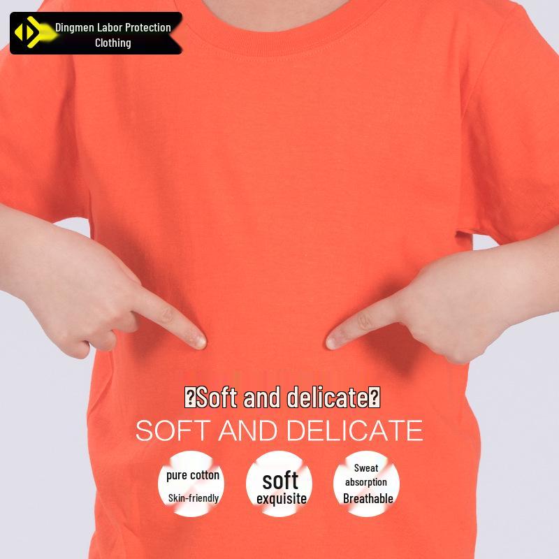 Custom Logo Kids' Cotton Short Sleeve Round Neck T-shirt for Kindergarten Activities