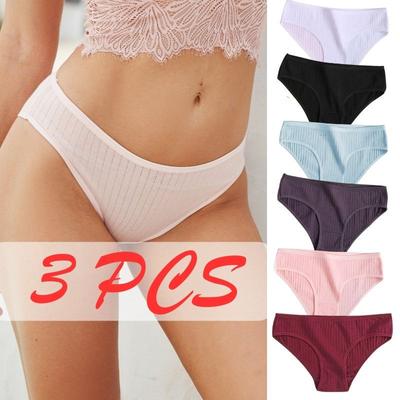 3 Teile/satz Baumwolle Höschen für Frauen Damen Bequeme Unterhose Weibliche Einfarbig Unterwäsche Mädchen Dessous Panty M-XL