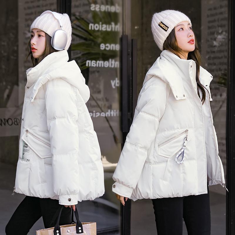 Down cotton-padded clothes for women's winter new loose hooded cotton-padded jackets for students thickened warm cotton-padded jackets trendy
