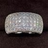 Huitan Micro Paved 5 Reihen CZ Ring für Damen Bling Bling Luxus Damenring Party Verlobung Eheringe Schmuck Heiß
