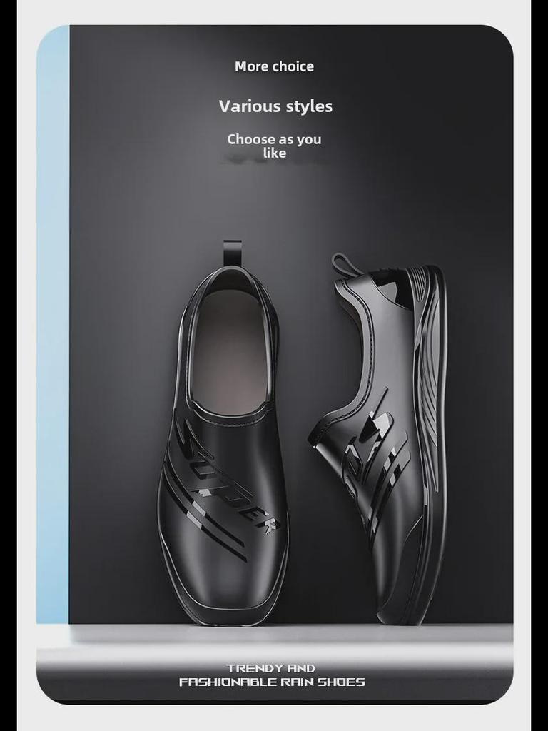 Men's Non-Slip PVC Low-Top Water Shoes for Catering, Car Wash, and Kitchen.