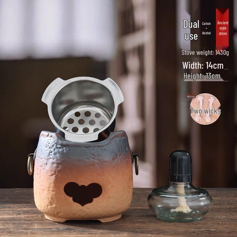 Clay Teapot with Lid and Handle for Electric or Charcoal Stove