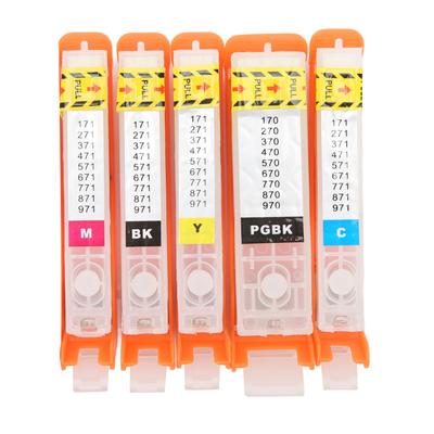 5Pcs Ink Cartridge PGBK BK C M Y 5 Colors Smoothly Output Reusable Printing Ink Cartridge 670 671