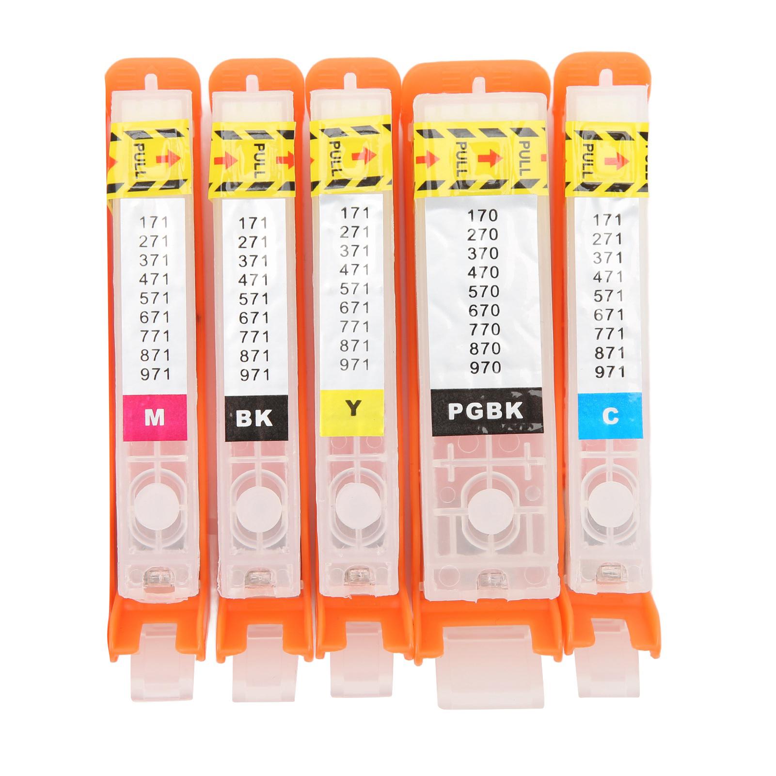 

5Pcs Ink Cartridge PGBK BK C M Y 5 Colors Smoothly Output Reusable Printing Ink Cartridge 670 671