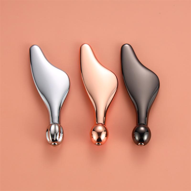 Metal Fish Tail Scraping Board with Rolling Ball, Eye Massage Roller, Face Lift and Tighten,Little Dolphin Metal Face Roller
