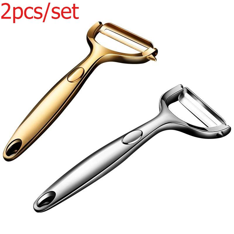 

2pcs/set Stainless Steel Fruit & Vegetable Peeler Household Kitchen Vegetable Peeler Multifunctional Fruit Skinner Tool