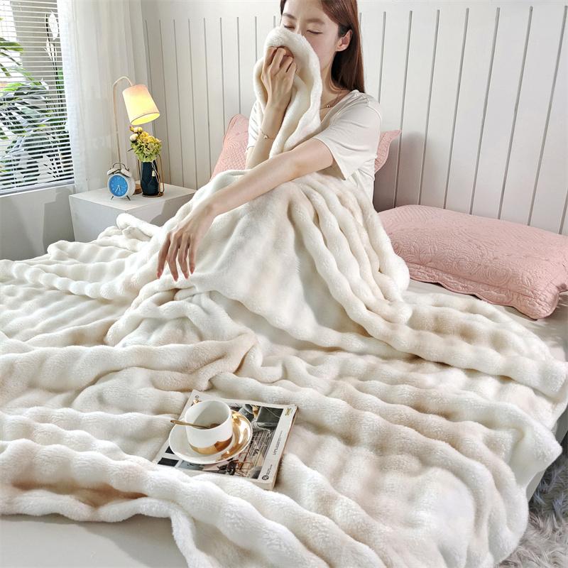 Tuscan Autumn Winter Warmth Blanket Thickened Keep Warm Flannel Sofa Blankets Soft Comfortable Bubble Fleece Nap Shawl Blanket