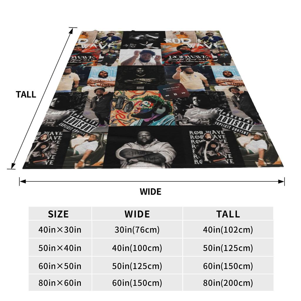Rod Wave Hip Hop Rapper Flannel Blanket Singer Music Creative Throw Blankets Home Hotel Sofa 125*100cm Quilt Lightweight Thin