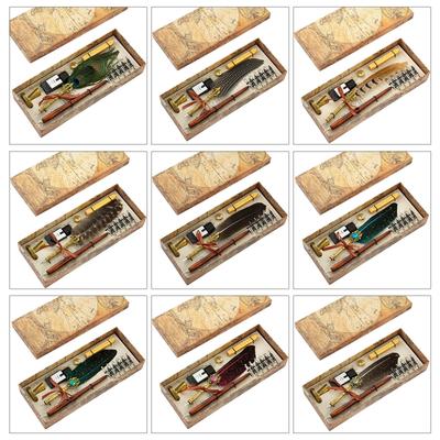 Exquisite Dip Pen Set Wax Stick Set Calligraphy Feather Pen Kit 10Pcs Replacement Nibs for Invitations Letters Writing