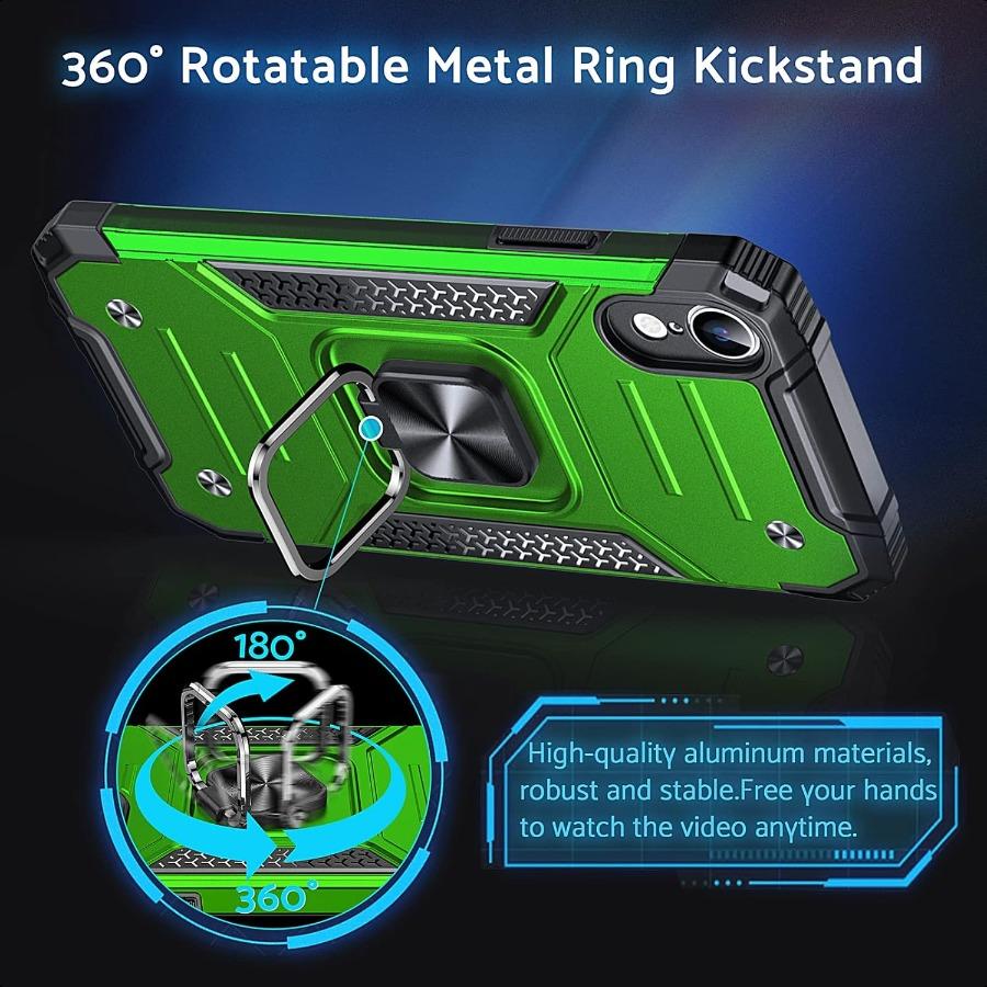 

Anqrp Чехол для iPhone XR Защитный чехол для телефона военного класса с вращающейся металлической кольцевой подставкой [порт Magnet M United States