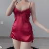 Temptation Sexy Lace Satin Hollow Chiffon Suspender Skirt Set Babydolls Nightdress Lingerie