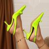 Light Green Bowkont Decoration Pumps Women Sexy Pointed Toe Sling Back Pumps Women Spike Thin High Heels Shoes Woman