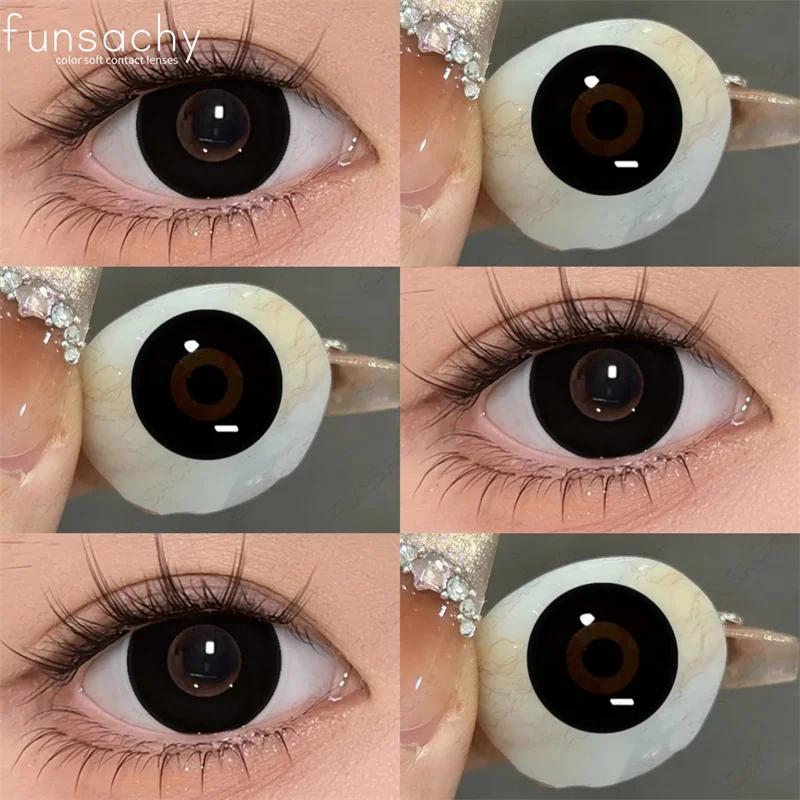 FUNSACHY 1 Pair Fashion Colored Contact Lenses for Cosplay Green Pink Anime Cosplay Lens Beauty Halloween Makeup Eye Soft Lens