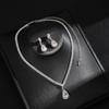 Fashionable and Minimalist Design Waterdrop-shaped Pendant Necklace Earrings Accessory Bridal Set
