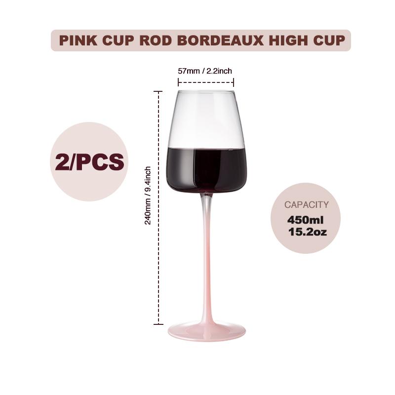 2 Stück Kristallglas Farbverlauf Rosa Kelch Kreative Persönlichkeit Bar Zuhause Kelch Einzigartiges Geschenk für Frauen, Männer, Hochzeit, Jubiläum