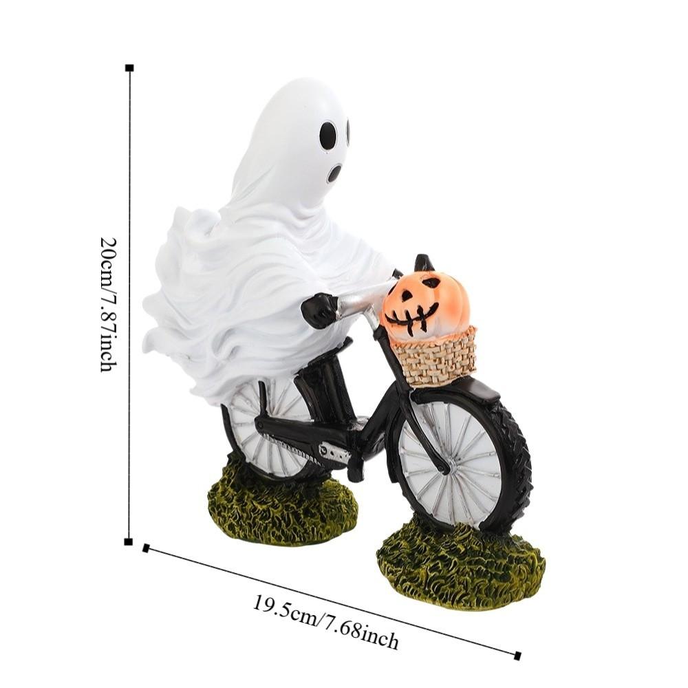 Cartoon Ghost Figurines Ornament Funny Ghost Statue Unique Ghost Bike Rider  Halloween