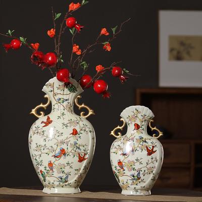 Keramikvase Retro Porzellankrug Blumenvase Blumenarrangement Zubehör Blumentopf Fächerförmige Flasche Heimdekoration