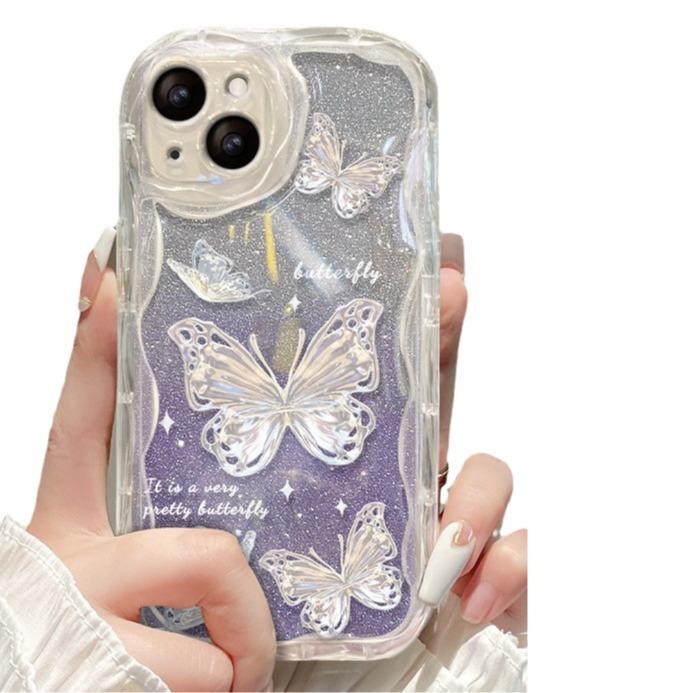 

Подходит для чехла для мобильного телефона Apple 15 Iphone14pro Градиентная цепочка с бабочками 13 Прозрачный силикон Xs Полная защита от падений iphone 15 plus