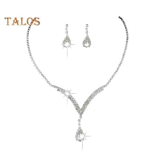 

2 шт./компл. комплект ювелирных изделий, дизайн капель воды, блестящее ожерелье со стразами, комплект висячих серег, роскошное сверкающее ожерелье, комплект серег белый