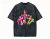 2026 new Washed Cotton Tshirt with Colorful Cross Print Casual Gothic Streetwear Top