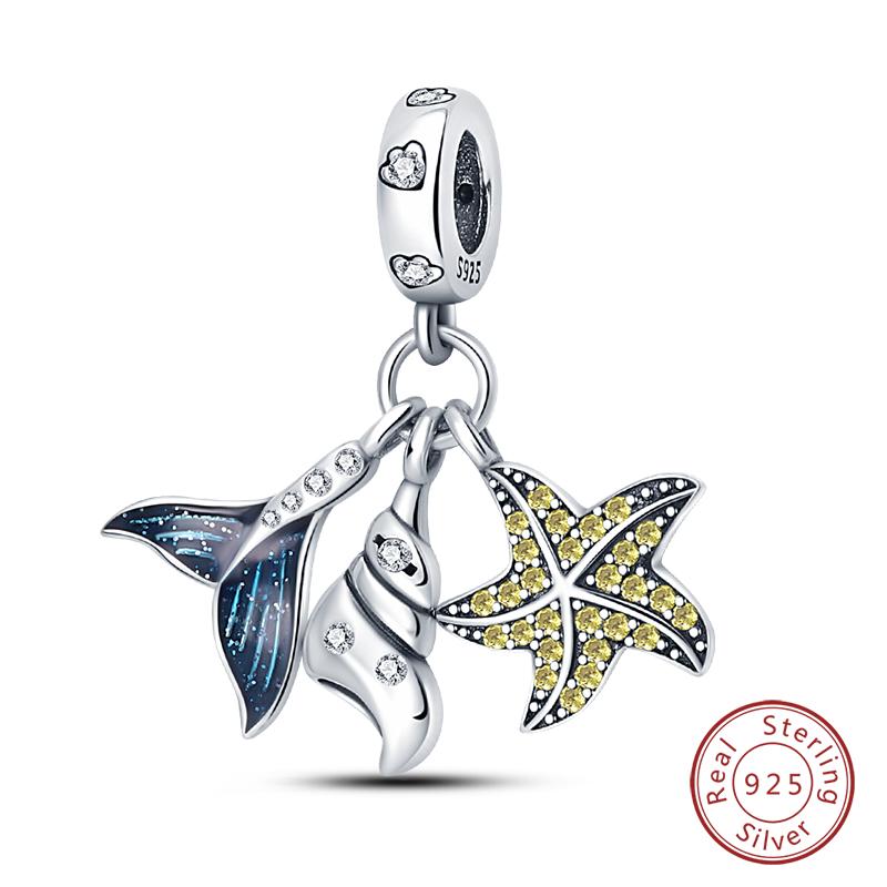 Copper Blue Ocean Ship Lighthouse Starfish Turtle Dolphin Charms Pendants Fit Qikaola Bracelets Diy Jewelry Gifts
