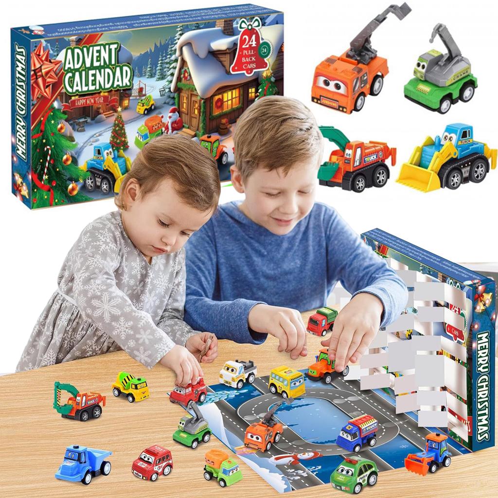 Cars Advent Calendar 2025 Construction Cars Set Xmas Countdown Calendar Holiday Countdown Calendar Gift for Kids Boys