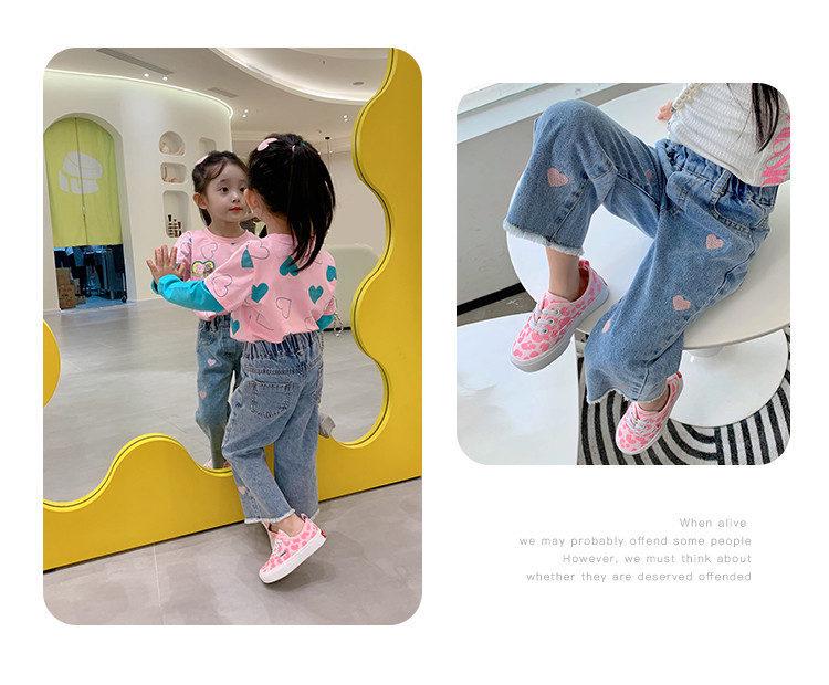 Girls' Love Embroidery Casual Jeans EJ308