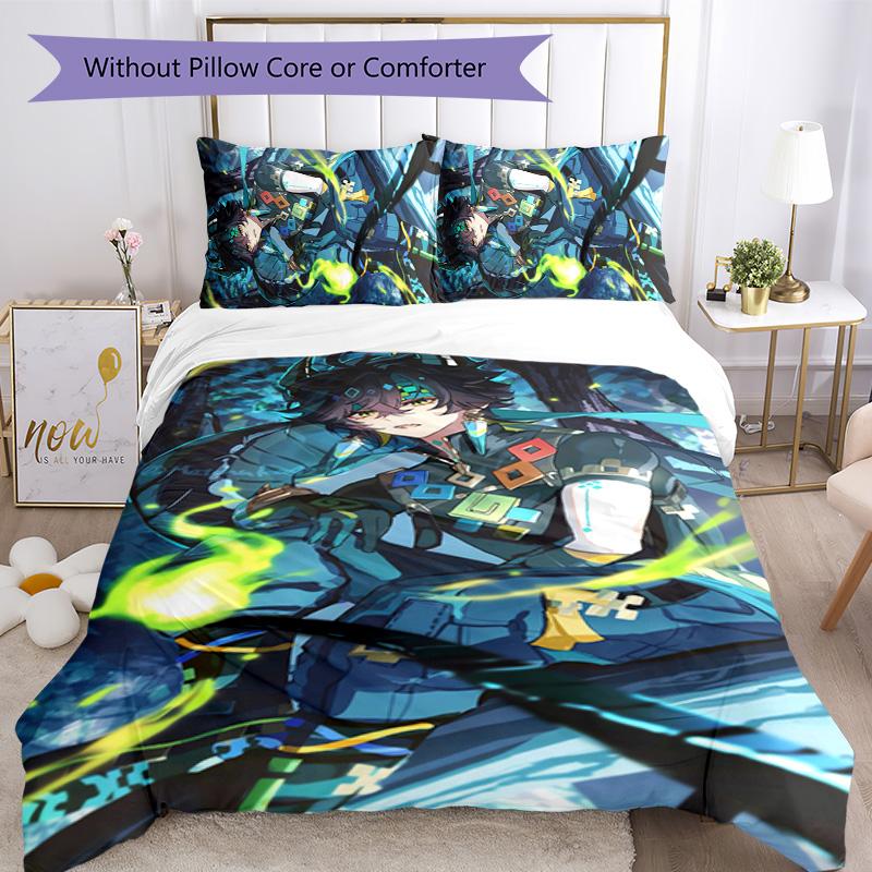Kinich 3pcs Bedding Set Duvet Cover Closure Includes 1 Duvet Cover & 2 Pillowcases for All Seasons Bedroom Home Dorm Decor