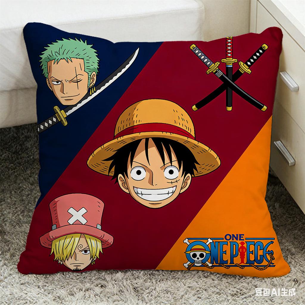 One Piece Pillow Cover Anime Fan Favorite Character Print Decorative Pillowcase for Bedroom Living Room and Anime Enthusiasts