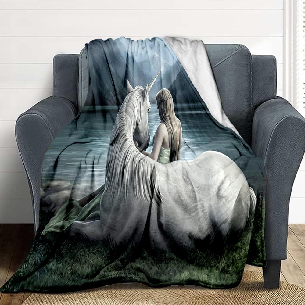 Unicorn Girl Flannel Blanket Throw Blanket Soft Warm Sofa Bed Camping Home Decor Unique Christmas Gift Cs9226